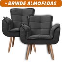 Ver imagem 2 de Kit 2x Poltronas Opala para Sala Cadeira Elegante com Apoio de Braço em Veludo - Sentô Preto