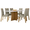 Ver imagem 1 de Mesa de Jantar Anitta 160x90 Cm com Vidro Ype Off White e 6 Cadeiras Mariana Ype Veludo Nude – New C
