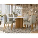 Ver imagem 4 de Mesa de Jantar Anitta 160x90 Cm com Vidro Ype Off White e 6 Cadeiras Mariana Ype Veludo Nude – New C