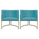 Ver imagem 1 de Kit 2 Poltronas Decorativa Recepção Luna Suede Cores Base de Ferro Champagne