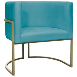 Kit 2 Poltronas Decorativa Recepção Luna Suede Cores Base de Ferro Champagne - 6