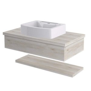 Bancada para Banheiro 80cm com Cuba Aria e Prateleira 805w Metrópole