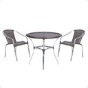 Ver imagem 1 de Jogo Mesa Fortaleza Tampo Tramado 85cm e 2 Cadeiras de Area Maresia, Aluminio Polido e Fibra - Pedra