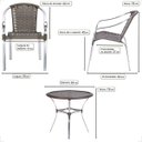 Ver imagem 2 de Jogo Mesa Fortaleza Tampo Tramado 85cm e 2 Cadeiras de Area Maresia, Aluminio Polido e Fibra - Pedra