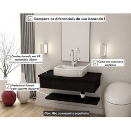 Bancada para Banheiro 80cm com Cuba Aria e Prateleira 805w Metrópole  - 6