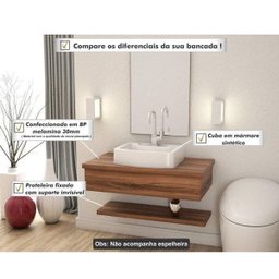 Bancada para Banheiro 80cm com Cuba Aria e Prateleira 805W Metrópole  - 6