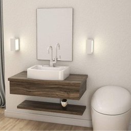 Bancada para Banheiro 80cm com Cuba Aria e Prateleira 805W Metrópole  - 1