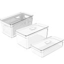 Ver imagem 5 de Kit 3 Caixas Organizadoras De Geladeira Transparentes Armazenadoras De Frutas Legumes Ovos Clear Fre