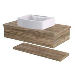 Bancada para Banheiro 80cm com Cuba Aria e Prateleira 805W Metrópole  - 3