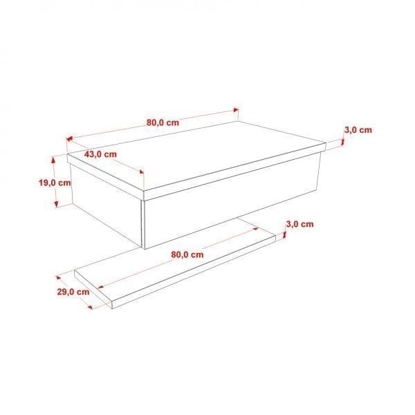 Bancada para Banheiro 80cm com Cuba Aria e Prateleira 805W Metrópole Compace - 4