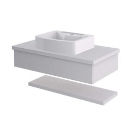 Bancada para Banheiro 80cm com Cuba Aria e Prateleira 805W Metrópole  - 3