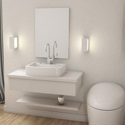 Bancada para Banheiro 80cm com Cuba Aria e Prateleira 805W Metrópole  - 1