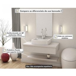Bancada para Banheiro 80cm com Cuba Aria e Prateleira 805W Metrópole  - 6