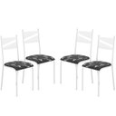 Ver imagem 2 de Conjunto 4 Cadeiras para Cozinha e Sala de Jantar Branco/Preto Floral