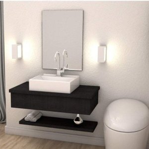 Bancada para Banheiro 80cm com Cuba Q39 e Prateleira 805w Metrópole