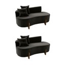Ver imagem 2 de Kit 02 Sofá Orgânico 2 Lugares c/2 Almofadas Curvo Sala Recepção Veludo Preto - Montanaris Decor
