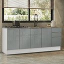 Ver imagem 1 de Armário de Cozinha Compacta 200 Cm Branco/cinza Lux Madesa 06 Branco/cinza