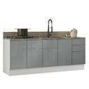 Ver imagem 2 de Armário de Cozinha Compacta 200 Cm Branco/cinza Lux Madesa 06 Branco/cinza