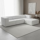 Ver imagem 2 de Sofá 4 Lugares para Sala Living Modular com Puff 264cm Lancaster F04 Bouclê Branco - Lyam Decor