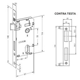 Fechadura 3f 740 Externa Roseta Quadrada Cromada - 2