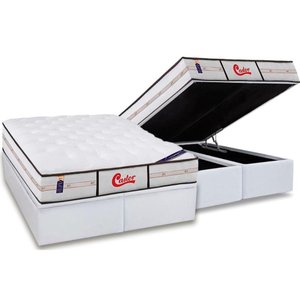 Cama Box Baú King: Colchão Molas Ensacadas Castor Pocket Gold Star Vitagel Class Double Face +