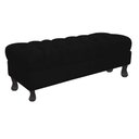 Ver imagem 3 de Recamier Baú Luis Xv Capitonê Retrô 180cm Suede Preto Pés Madeira Mz Decor