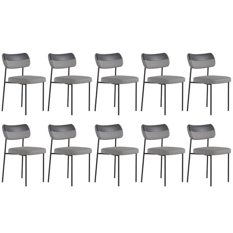 Kit 10 Cadeiras Estofadas Milli Sintético/linho A14 Preto/cinza - Mpozenato