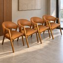 Ver imagem 1 de Kit 4 Poltronas Sala de Estar Lithi Tecido Macau Braços Confortáveis Ergônomica em Madeira Maciça