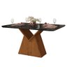 Mesa de Jantar Retangular Tampo Vidro Chanfrado 6 Lugares Mila Telha Preto Gloss - Dj Móveis - 1