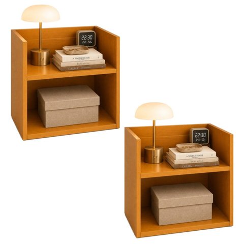 Kit 2 Mesa Cabeceira Suspensa Vivian MDF Mel Criado Compacta