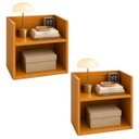 Ver imagem 1 de Kit 2 Mesa Cabeceira Suspensa Vivian MDF Mel Criado Compacta
