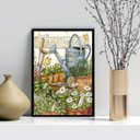 Ver imagem 1 de Quadro Decorativo Jardim - Regador 24x18cm - com Vidro:moldura Branca