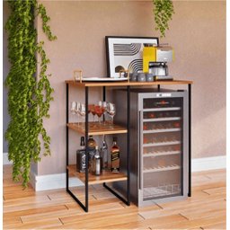 Adega Estilo Industrial Aço Ferro Robusta Cor Preto Mdf Claro Ad-02 - 1