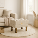 Ver imagem 5 de Puff Retro Decorativo Suede Bege Sala Quarto