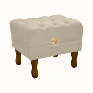 Puff Retro Decorativo Suede Bege Sala Quarto