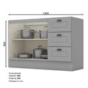 Ver imagem 4 de Balcão Pia 2 Portas e 3 Gavetas 120cm Americana Cinza com Tampo Nature - Móveis Henn