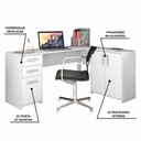 Ver imagem 4 de Conjunto Escritório 2 Peças Com Mesa De Canto Em L E Armário