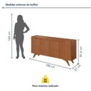 Ver imagem 4 de Buffet Aparador 100%MDF 4 Portas Pés em Madeira Maciça 180cm Grécia