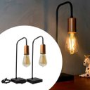 Ver imagem 1 de Kit 2 Abajur de Mesa Curvado Alumínio Preto para Sala, Quarto, Cabeceira de Cama, Escritório