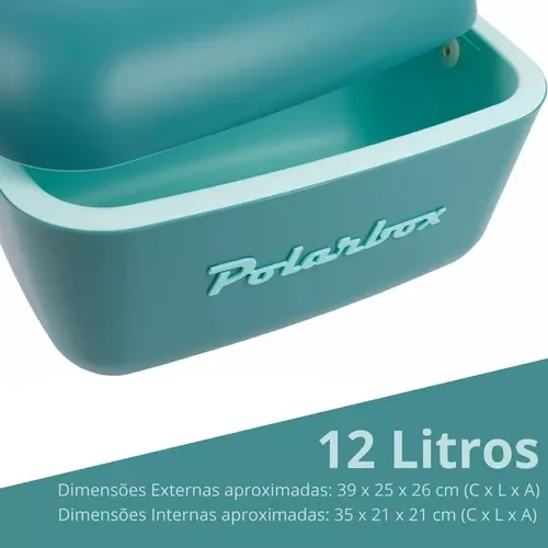 Cooler Caixa Térmica Polarbox Retrô Vintage 12l Portátil Azul Petróleo - 2