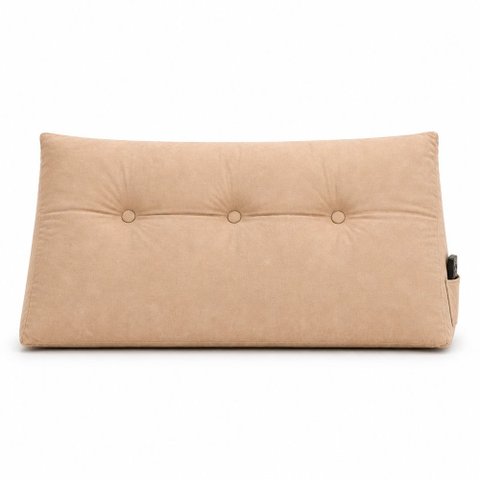 Almofada Decorativa Cabeceira Encosto Apoio de Lombar Solteiro Suede Bege - Monari Design