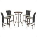 Ver imagem 1 de Mesa Bistrô 4 Banquetas Roma Marrom Corda Náutica 3 Trama Preto
