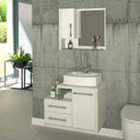 Ver imagem 1 de Conjunto para Banheiro Gabinete com Cuba RT41 e Espelheira Legno 650W Branco/c/Snow