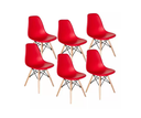 Ver imagem 1 de Kit 6 Cadeiras Charles Eames Eiffel Vermelha Base Madeira Sala Cozinha Jantar - Bering