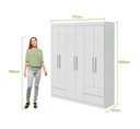 Ver imagem 3 de Guarda-roupas 6 Portas 4 Gavetas com Pés sem Espelho Zeus - Lp - Rei de Casa Branco