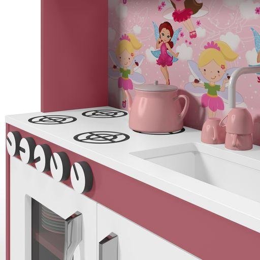 Cozinha Infantil Com Lavanderia Maquina de Lavar e Cabideiro Diana Branco Rosa Ofertamo - 4
