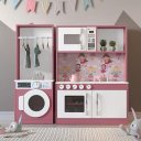 Ver imagem 1 de Cozinha Infantil Com Lavanderia Maquina de Lavar e Cabideiro Diana Branco Rosa Ofertamo