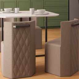 Conj. Compacto Sala de Jantar Pin - Mesa Rtg C/ 4 Cadeiras Estofadas - 4
