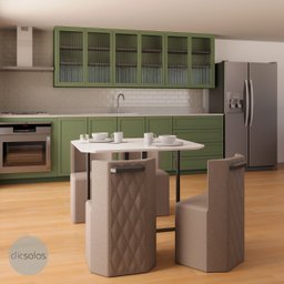 Conj. Compacto Sala de Jantar Pin - Mesa Rtg C/ 4 Cadeiras Estofadas - 2