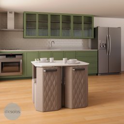 Conj. Compacto Sala de Jantar Pin - Mesa Rtg C/ 4 Cadeiras Estofadas - 3